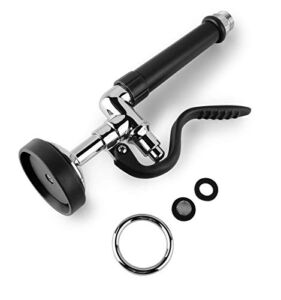 CWM Pre Rinse Sprayer Commercial Sink Sprayer Replacement Spray Valve for Commercial Kitchen Faucet,1.42 GPM Spray Valve with Handle Chrome Finished (Black)