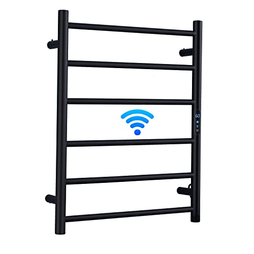 UNIQUE PLUS LIFE Heated Towel Rack, Wall Mounted Electric Towel Warmer for Bathroom, Tuya Smart WiFi Control, Heated Drying Rack with Built-in Timer and LED Indicator, Plug-in (6 Bars Black) | The Storepaperoomates Retail Market - Fast Affordable Shopping