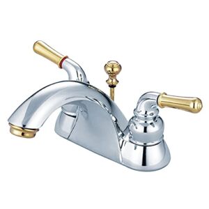 Kingston Brass KB2624B Naples 4-Inch Centerset Lavatory Faucet Brass Pop-Up, Polished Chrome and Polished Brass