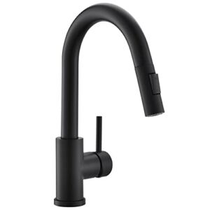 Cenosa Modern Bar Sink Faucet for Kitchen Sink Single Handle with Pull Out Sprayer Hot and Cold Prep Sink Faucet Matte Black