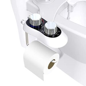 Hot and cold water bidet Non-Electric Mechanical Toilet bidet attach Seat Attachment Home Bidet, Retractable Nozzle, ATTACHED TOILET PAPER HOLDER