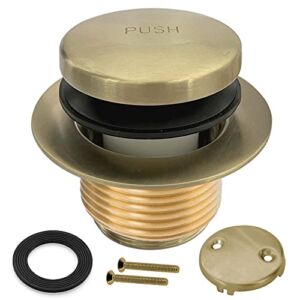 Ogonbrick Bathtub Drain Gold – Tip Toe Bath Tub Drain Kit with Two-Hole Overflow Faceplate, Tub Drain Trim Set Conversion Replacement Assembly with Universal Fine Thread & Coarse Thread Brushed Gold