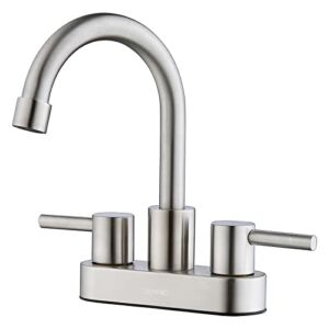 Bathroom Faucet, UERRIC 4 Inch Centerset Bathroom Sink Faucet 2 Handle Faucet for Bathroom Sink 3 Hole with Preinstalled Hoses, 360°Swivel Spout Bathroom Faucets Brushed Nickel for RV
