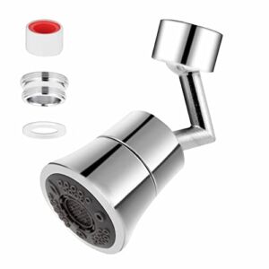 720° Degree Swivel Sink Faucet Aerator, Hetbees 5 Sprayer Modes Universal Splash Filter Faucet Aerators, Faucet Head Replacement Adapter for Kitchen or Bathroom. — Female Thread – 55/64 Inch.