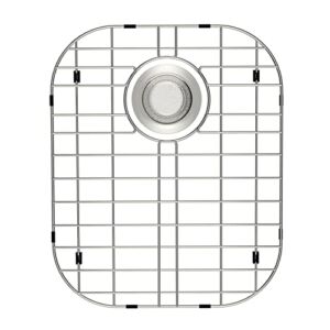 Kitchen Sink Grid and Sink Protectors, Stainless Steel Sink Grids for Bottom of Kitchen Sink Corner Radius Rear Drain with Sink Strainer