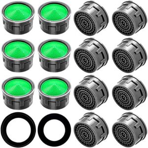 OIIKI 20 Set Faucet Aerator, Flow Restrictor Insert Faucet Aerators Replacement Parts, for Bathroom or Kitchen, Including 20PCS Green Faucet Aerator, 20PCS M22 Rubber Washers, 20PCS M24 Rubber Washers