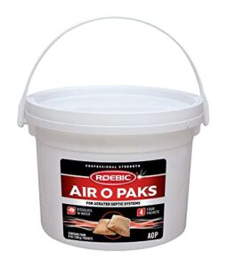 Roebic AOP Air-O-Paks for Aerated Septic Systems, Dissolves in Water to Degrade Grease, Proteins, Soaps and Chemicals, Contains Four 8-Ounce Packets