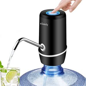 Water Pump for 5 Gallon Bottle, USB Charging Automatic Water Dispenser with Rechargeable Battery, Portable Electric Drinking Water Jug Pump for Home, Kitchen, Living Room, Office, Camping – Black