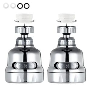 Faucet Sprayer Attachment, 360 Degree Rotating Faucet Aerator Accessories, 3 Mode Adjustable Kitchen Sink Tap Head Water Saving Extend Nozzle Chrome Plated,(Pack of 2)