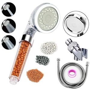 High Pressure Filter Shower Head With Replacement Hose And Bracket, 3 Mode Function Spray, Water Saving shower For Best Shower Experience, Rain Handheld Showerhead For Dry Hair & Skin