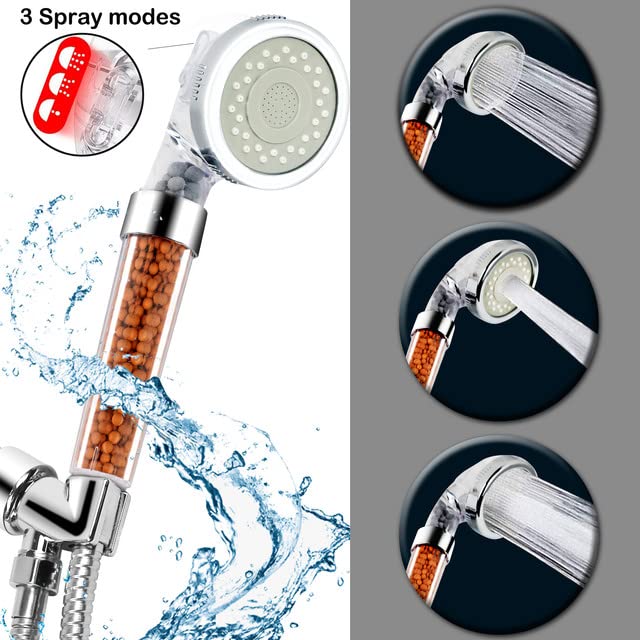 High Pressure Filter Shower Head With Replacement Hose And Bracket, 3 Mode Function Spray, Water Saving shower For Best Shower Experience, Rain Handheld Showerhead For Dry Hair & Skin | The Storepaperoomates Retail Market - Fast Affordable Shopping