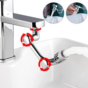 1080 ° rotating sink faucet aerator,faucet extender,2 kinds of water outlet mode robot arm faucet adapter for gargling, washing eyes,washing hair,washing face,washing sink (Dual Mode)