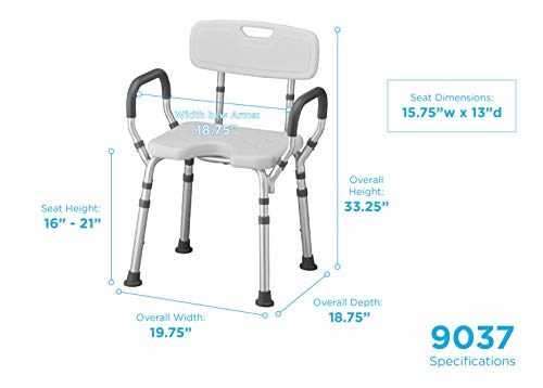 NOVA Medical Products Shower & Bath Chair with Back & Arms & Hygienic Design, White, 1 Count | The Storepaperoomates Retail Market - Fast Affordable Shopping