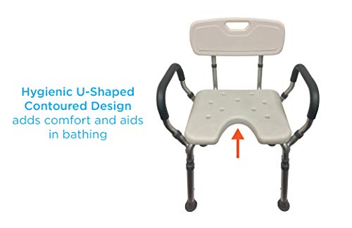 NOVA Medical Products Shower & Bath Chair with Back & Arms & Hygienic Design, White, 1 Count | The Storepaperoomates Retail Market - Fast Affordable Shopping