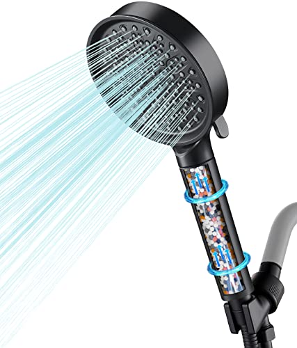 Cobbe Handheld Shower Head with Filter, High Pressure 6 Spray Mode Showerhead with 60″ Hose, Bracket and Water Softener Filters Beads for Hard Water Remove Chlorine and Harmful Substance, Matte Black | The Storepaperoomates Retail Market - Fast Affordable Shopping