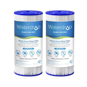 Waterdrop FXHSC Whole House Water Filter, Replacement for GE FXHSC, GXWH40L, GXWH35F, American Plumber W50PEHD, W10-PR, Culligan R50-BBSA, 5 Micron, 10″ x 4.5″, High Flow Sediment Filters, Pack of 2