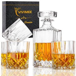 Whiskey Decanter Set With Glasses, Birthday Gifts For Men And Women, Groomsmen Gifts, Wedding Gifts For Couple, Whiskey Decanter with Ornate Stopper, Scotch Bourbon Decanter Elegant Bar Glasses Set