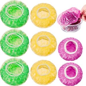 120 Pieces Reusable Food Storage Covers Elastic Colorful Bowl Covers Dish Plate Plastic Covers for Family Outdoor Picnic