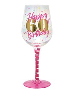 Top Shelf Decorative 60th Birthday Wine Glass, For Red or White Wine, Unique Gift Idea