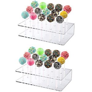 Aongch 2 Packs Cake Pop Display Stand 15 Hole Clear Acrylic Cake Pop Stand Lollipop Stand Holder Display for Weddings Baby Showers Birthday Party Halloween Christmas Candy Decorative (2)