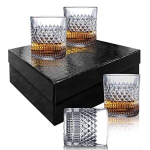 Msaaex Whiskey Glasses Old Fashioned Whiskey Glass Barware for Scotch, Bourbon, Liquor and Cocktail Drinking for Men – Set of 4