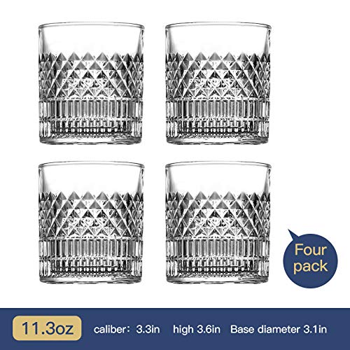 Msaaex Whiskey Glasses Old Fashioned Whiskey Glass Barware for Scotch, Bourbon, Liquor and Cocktail Drinking for Men – Set of 4 | The Storepaperoomates Retail Market - Fast Affordable Shopping