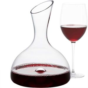 GoodGlassware Wine Decanter – Personal Red Wine Carafe with Wide Base and Aerating Punt – Crystal Clear, Full Bottle Pitcher (44 oz Capacity)