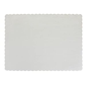 [200 Pack] Disposable 14 x 10 Light Grey Paper Placemat with Decorative Wavy Scalloped Edge