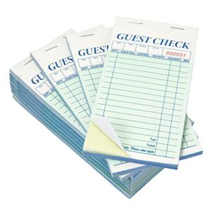 Juvale 10 Pack Restaurant Order Pads for Servers, Guest Check Pads for Waiter, Waitress, 2-Part Carbonless, 50 Sets/Book (3.4 x 7 in)