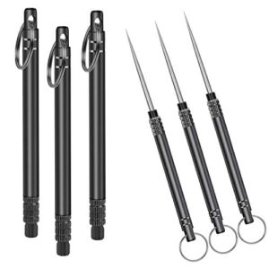 3 Pieces Portable Titanium Toothpicks,Metal Pocket Toothpick Stainless Steel Toothpick Reusable Toothpicks for Outdoor Camping Picnic Travel (Black)