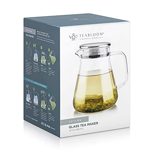 Teabloom One-Touch Tea Maker, 2-in-1 Kettle and Tea Steeper with Stainless Steel Filter Lid for Loose Tea – Heatproof Glass Teapot – Tea Connoisseur’s Choice | The Storepaperoomates Retail Market - Fast Affordable Shopping