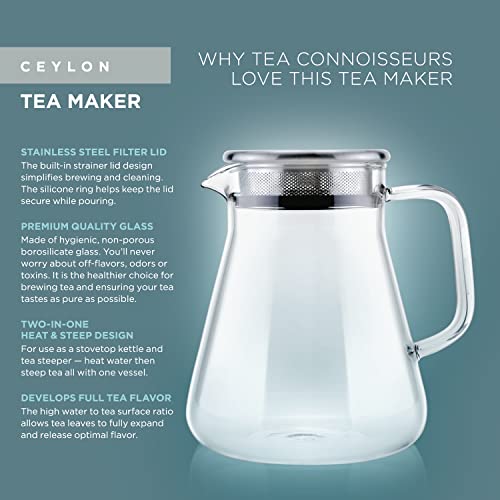 Teabloom One-Touch Tea Maker, 2-in-1 Kettle and Tea Steeper with Stainless Steel Filter Lid for Loose Tea – Heatproof Glass Teapot – Tea Connoisseur’s Choice | The Storepaperoomates Retail Market - Fast Affordable Shopping