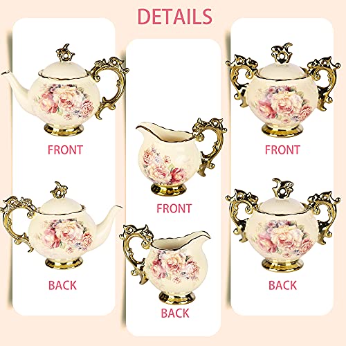 fanquare 15 Pieces British Porcelain Tea Set, Floral Vintage China Coffee Set, Wedding Tea Service for Adult, Big Tea Cup | The Storepaperoomates Retail Market - Fast Affordable Shopping