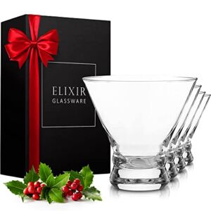 ELIXIR GLASSWARE Stemless Martini Glasses Set of 4 – Hand Blown Crystal Martini Glasses – Elegant Cocktail Glasses for Bar, Martini, Cosmopolitan, Manhattan, Gimlet, Pisco Sour 9oz, Clear