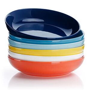 Sweese 112.002 Porcelain Salad Pasta Bowls – 22 Ounce – Set of 6, Multicolor, Hot Assorted Colors