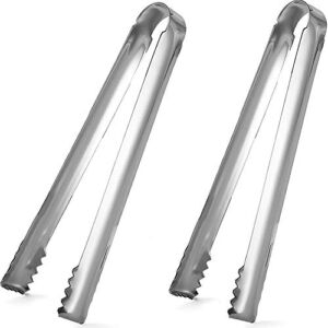 DUGATO Ice tongs, 2pcs Small Tongs 6.3 inch Stainless Steel with Sharp Teeth Make Grabbing Ice Easy, for Ice Bucket Ice Sugar Cubes Coffee Bar Food Serving