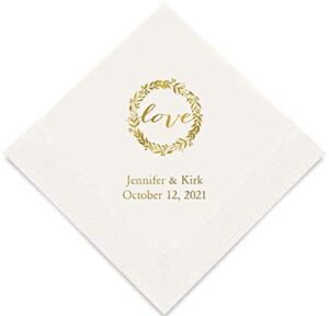 Weddingstar Personalized Printed Paper Napkins 3-Ply 50 Pack – Cocktail White