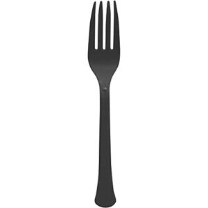Premium Heavy Weight Plastic Forks | Jet Black | Pack of 50 | Party Supply