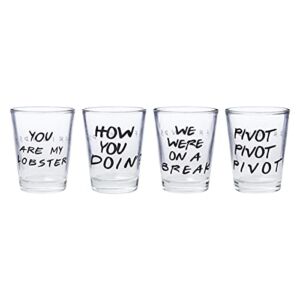 Silver Buffalo Friends Iconic Quotes Only 4 Pack Mini Glasses, 1.5 Ounces