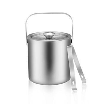 LUCKYGOOBO Mini Stainless Steel Ice Bucket Portable Double Wall Ice Bucket with Tong, Hotel Bucket/Champagne Bucket/Beverage Bucket,Size 1.3 Liters 5.5 x 5.5 in,Serveware for Party,Event,and Camping. | The Storepaperoomates Retail Market - Fast Affordable Shopping