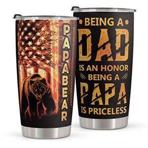 Macorner Gifts For Men – Birthday Gifts for Dad & Fathers Day Gift From Daughter Son – Stainless Steel American Flag Tumbler Cup 20oz for Men – Christmas Gifts for Men Dad Papa Grandpa Uncle Stepdad