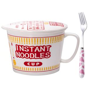 34 OZ Ceramic Ramen Bowl with Lid Instant Ramen Noodle Bowl Large Soup Bowl with Handle, Ramen Lovers Gift, Red