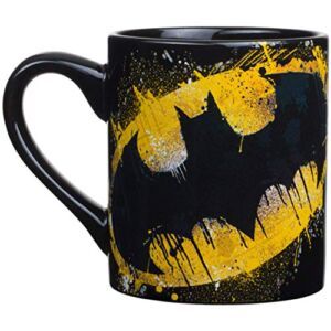 Silver Buffalo DC Comics Jumbo Coffee Ceramic Mug, 14 Ounces, 20oz Batman Splatter Paint Logo