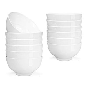 Foraineam 12 Pack 10 Ounces Porcelain Small Bowl Set White Round Bowls (10 fl oz)