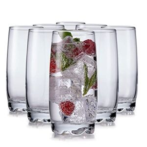Drinking Glasses set of 8 Highball Glass cups By Home Essentials & Beyond – Premium Cooler 13.25 Oz. Glassware – Ideal for Water, Juice, Cocktails, Iced Coffee, Iced Tea.