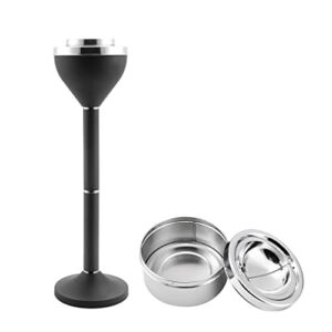 Anfrere Standing Ashtray Outdoor for Patio, Large & Tall Outside Ashtrays for Cigarette Butt Receptacle Disposal, Commercial Metal Smokers Cigar Ash Tray Container with Lid, Matte Black, B01DK