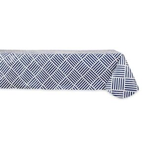 DII Indoor/Outdoor Vinyl Tabletop Collection Grid Pattern, Flannel Backed Tablecloth, Rectangle, 60×84, Navy