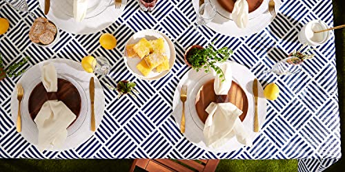 DII Indoor/Outdoor Vinyl Tabletop Collection Grid Pattern, Flannel Backed Tablecloth, Rectangle, 60×84, Navy | The Storepaperoomates Retail Market - Fast Affordable Shopping