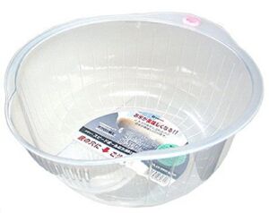 Inomata.0800 Japanese Vegetable Fruit Rice Wash Bowl, 8-Inch, Clear
