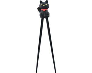 Happy Sales HSTC-LKCBLK, Training chopsticks for beginners right or left handed, Black Cat
